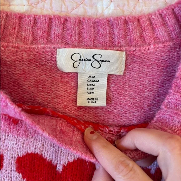 Jessica Simpson Pink Heart Sweater - Picture 2 of 3